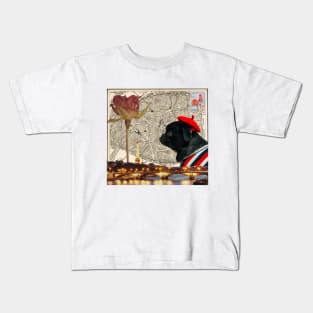 A French Bulldog Collage In A Vintage Voyage Kids T-Shirt